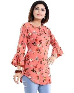 Casual Printed Women Blue Top - Sunglo, S