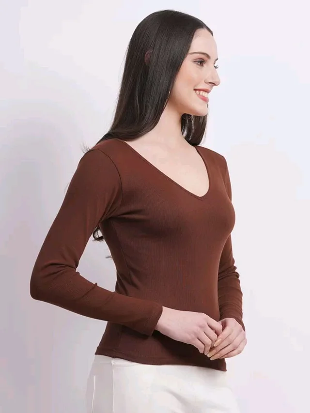 Casual Wear Full Sleeve Regular Fit Top for Women, Top for Girls Free Size (Bust 28-32,Length-18, Brown) - Saddle, L
