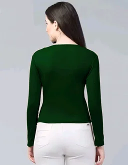 Casual Wear Full Sleeve Regular Fit Top for Women, Top for Girls Free Size (Bust 28-32,Length-18, Brown) - Palm Green, L