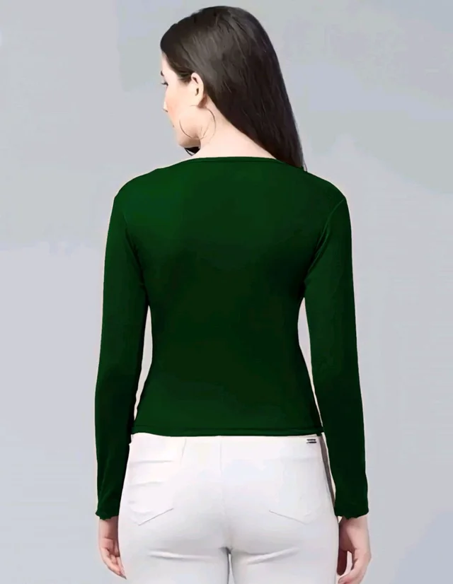 Casual Wear Full Sleeve Regular Fit Top for Women, Top for Girls Free Size (Bust 28-32,Length-18, Brown) - Palm Green, L