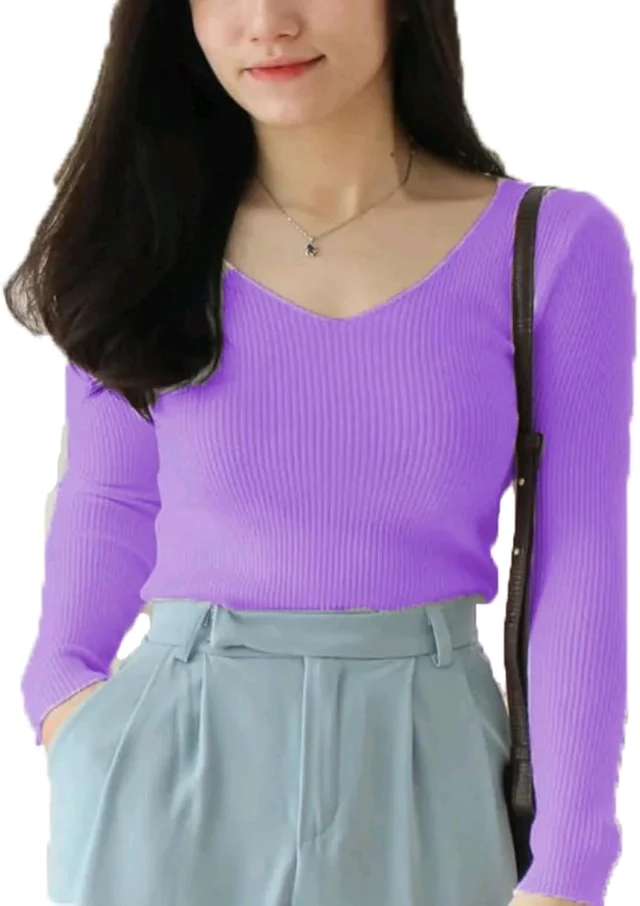 Casual Wear Full Sleeve Regular Fit Top for Women, Top for Girls Free Size (Bust 28-32,Length-18, Brown) - Lavender, M
