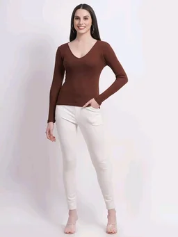 Casual Wear Full Sleeve Regular Fit Top for Women, Top for Girls Free Size (Bust 28-32,Length-18, Brown) - Saddle, S