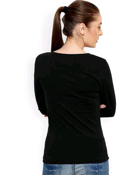 Casual Wear Full Sleeve Regular Fit Top for Women, Top for Girls Free Size (Bust 28-32,Length-18, Brown) - Black, XL