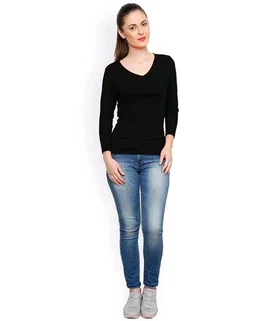 Casual Wear Full Sleeve Regular Fit Top for Women, Top for Girls Free Size (Bust 28-32,Length-18, Brown) - Black, XL
