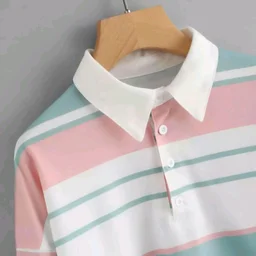 Women's Long Sleeve T-Shirt Button Front Striped Polo Shirt Croped Pullover Sweatshirt Top Blouse Casual Drop Shoulder Top - White, XL