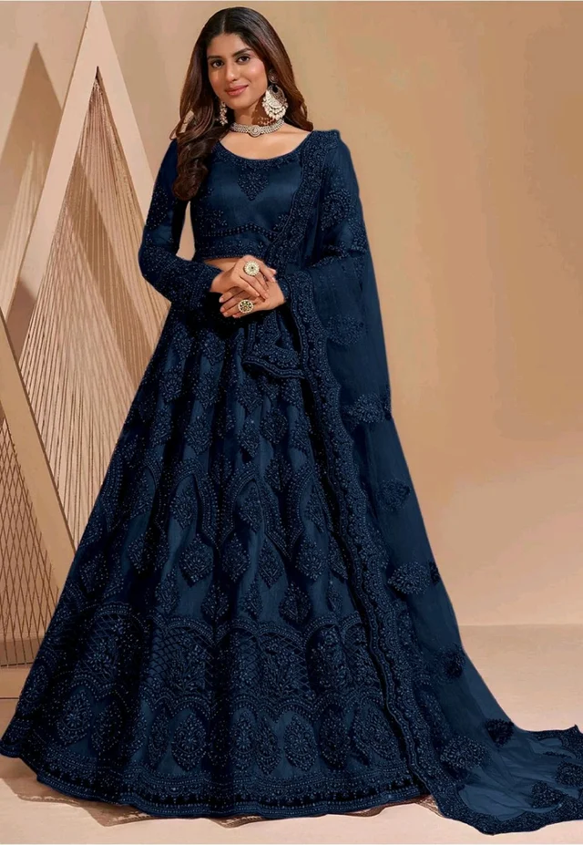 Embroidered Semi Stitched Lehenga Choli (Purple) - Cloud Burst, Free Size