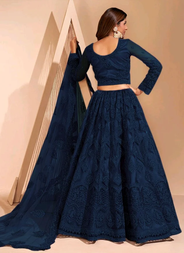 Embroidered Semi Stitched Lehenga Choli (Purple) - Cloud Burst, Free Size