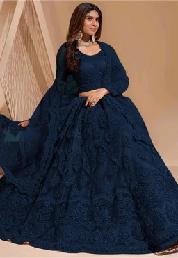 Embroidered Semi Stitched Lehenga Choli (Purple) - Cloud Burst, Free Size