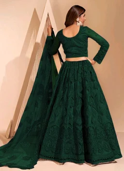 Embroidered Semi Stitched Lehenga Choli (Purple) - Everglade, Free Size