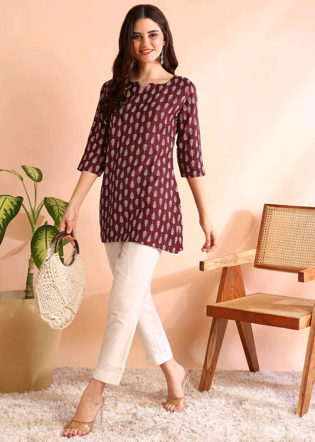 Women Floral Print Cotton Rayon Straight Kurta (Blue) - Buccaneer, L