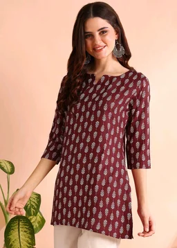 Women Floral Print Cotton Rayon Straight Kurta (Blue) - Buccaneer, L