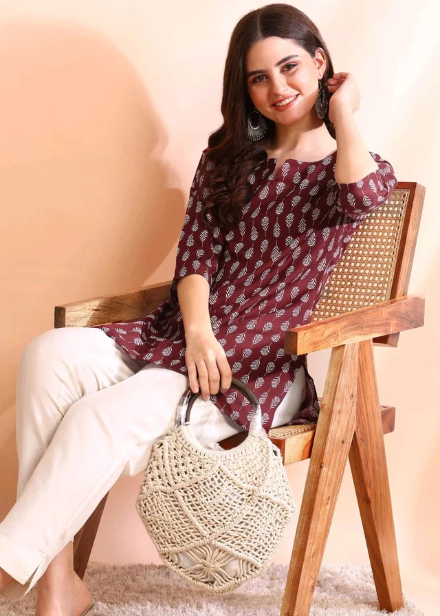 Women Floral Print Cotton Rayon Straight Kurta (Blue) - Buccaneer, L