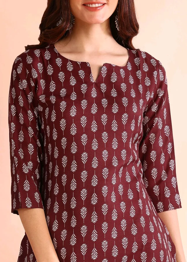 Women Floral Print Cotton Rayon Straight Kurta (Blue) - Buccaneer, L