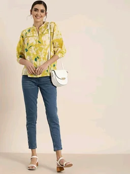 Women's Cotton Printed Regular Fit top - Turbo, XXL