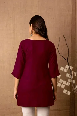 Women Rayon Regular Top - Bordeaux, XL