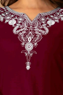 Women Rayon Regular Top - Bordeaux, XL