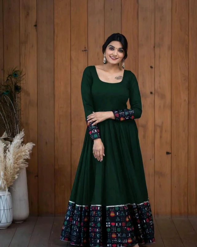 Viscose Rayon Stitched Anarkali Gown (Blue) - Cape Cod, L