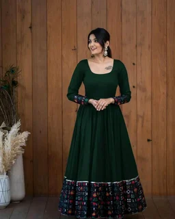Viscose Rayon Stitched Anarkali Gown (Blue) - Cape Cod, XXL