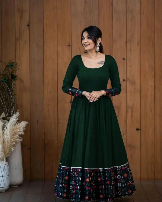 Viscose Rayon Stitched Anarkali Gown (Blue) - Cape Cod, XXL