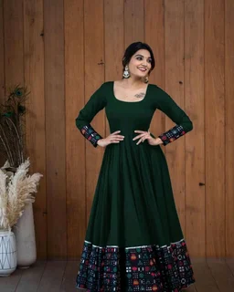 Viscose Rayon Stitched Anarkali Gown (Blue) - Cape Cod, XXL