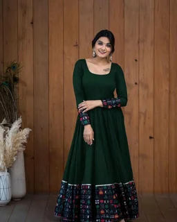 Viscose Rayon Stitched Anarkali Gown (Blue) - Cape Cod, XXL