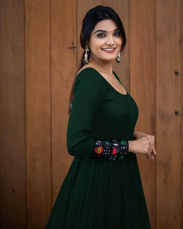 Viscose Rayon Stitched Anarkali Gown (Blue) - Cape Cod, XXL