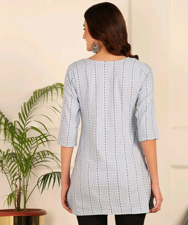 Women Striped Pure Cotton. Straight Kurta (Purple) - Alto, S