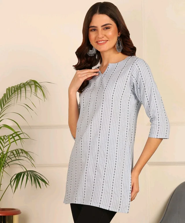 Women Striped Pure Cotton. Straight Kurta (Purple) - Alto, S
