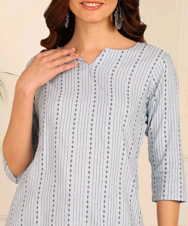 Women Striped Pure Cotton. Straight Kurta (Purple) - Alto, S