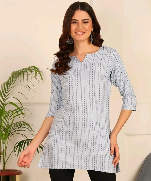 Women Striped Pure Cotton. Straight Kurta (Purple) - Alto, S