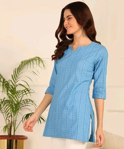 Women Striped Pure Cotton. Straight Kurta (Purple) - Ship Cove, XXXL