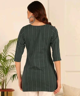 Women Striped Pure Cotton. Straight Kurta (Purple) - Nandor, XS