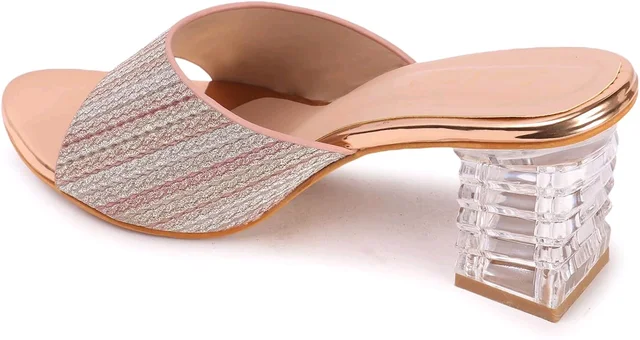 Glittery Slip-on Sandals with Transparent Heels, Multicolour - Sultan, 5