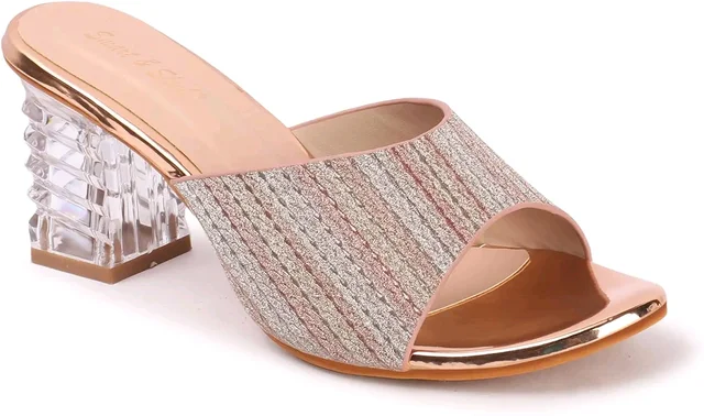 Glittery Slip-on Sandals with Transparent Heels, Multicolour - Sultan, 8