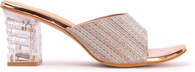 Glittery Slip-on Sandals with Transparent Heels, Multicolour - Sultan, 8