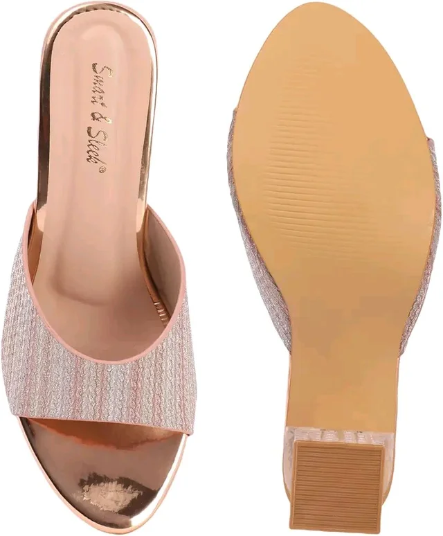 Glittery Slip-on Sandals with Transparent Heels, Multicolour - Sultan, 8
