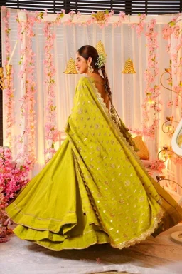 designer anarkali with sequence Embroidery work long gown with Dupatta - Galliano, S