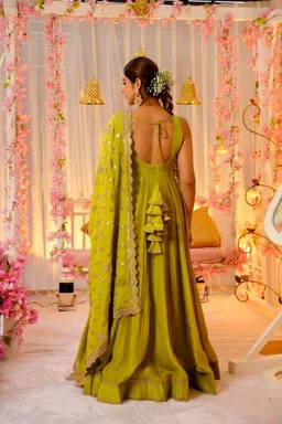 designer anarkali with sequence Embroidery work long gown with Dupatta - Galliano, S