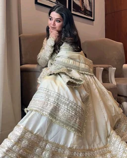 Mumtaz Tissue Anarkali Set - M, Satin Linen