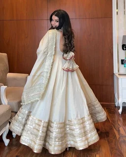 Mumtaz Tissue Anarkali Set - XXL, Satin Linen