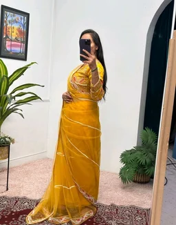 Party Wear Butterfly Net Moti Saree - Galliano, Free Size