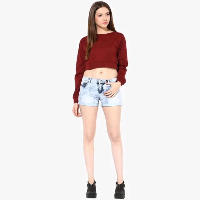 Casual Regular Sleeves Solid Women Black Top - Merlot, M