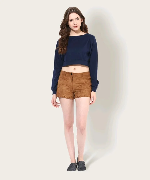 Casual Regular Sleeves Solid Women Black Top - Ebony Clay, M