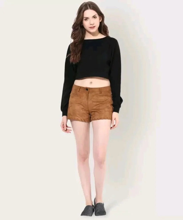 Casual Regular Sleeves Solid Women Black Top - Black, S