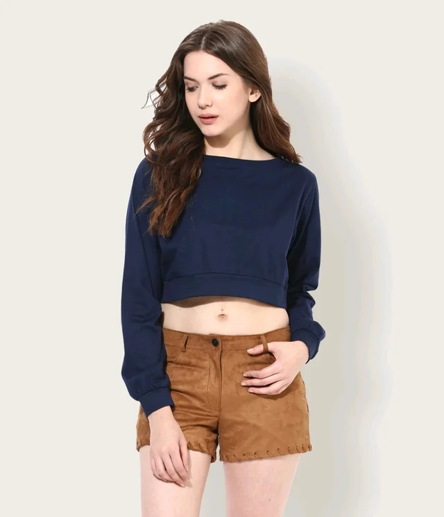 Casual Regular Sleeves Solid Women Black Top - Ebony Clay, S