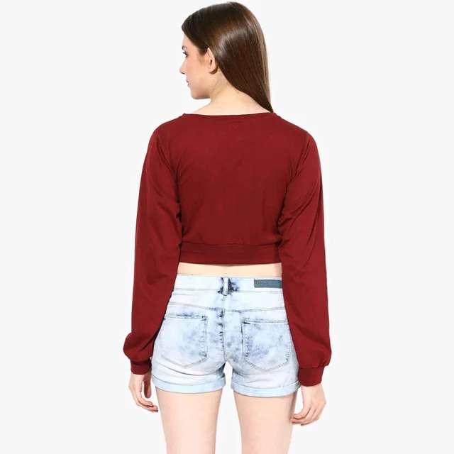 Casual Regular Sleeves Solid Women Black Top - Merlot, XL