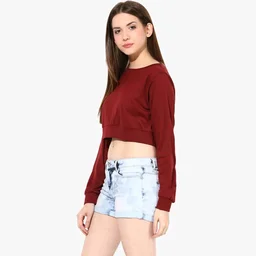 Casual Regular Sleeves Solid Women Black Top - Merlot, XL