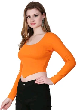 Ribbed deep Neck Crop top - Ecstasy, L