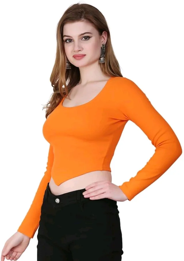Ribbed deep Neck Crop top - Ecstasy, M