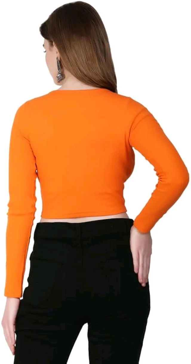 Ribbed deep Neck Crop top - Ecstasy, M